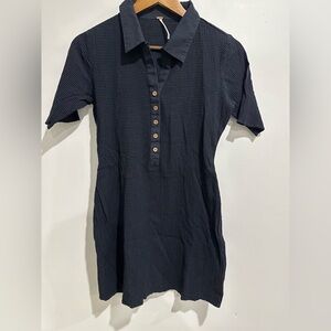 FREE PEOPLE Black Textured Crinkled Short Sleeve Bodycon Mini Dress‎ Size S